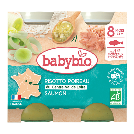 [3288131510118] BABYBIO Leek Salmon Risotto Organic 2x200g