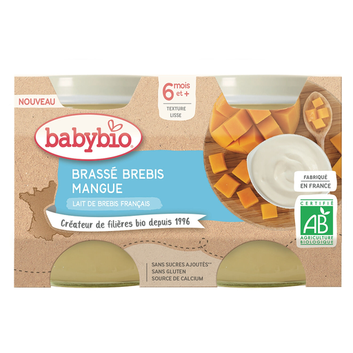 [3288131510873] BABYBIO Iogurte de ovelha com manga 2x130g