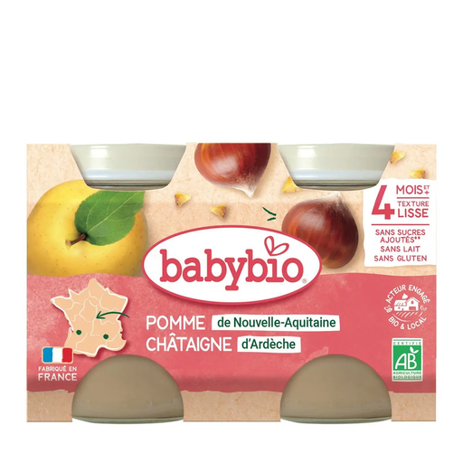 [3288131510941] BABYBIO Postre de manzana y castaña bio 2 x 130 g