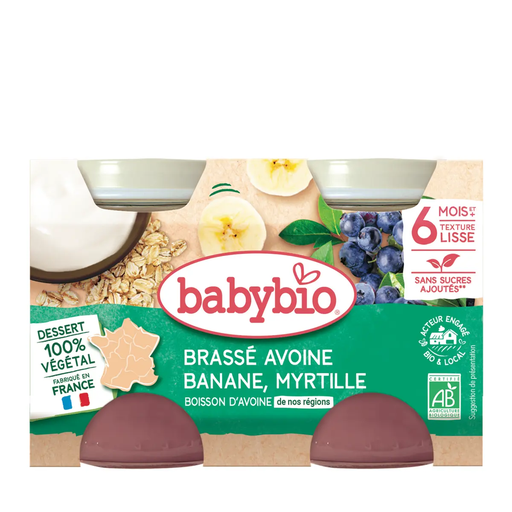[3288131510989] BABYBIO Oat, banana and blueberry small stirred yogurt 2 x 130 g