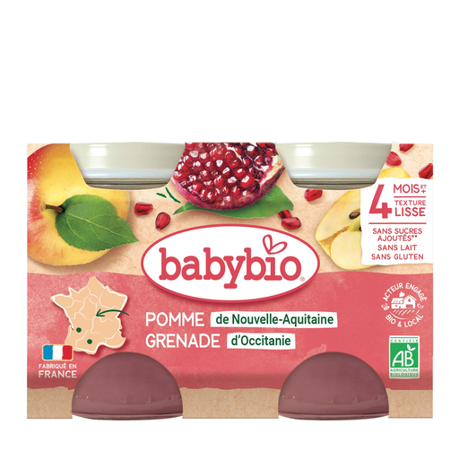 [3288131510996] BABYBIO Organic Apple Pomegranate Puree 2x130g