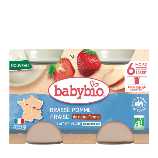 [3288131511047] BABYBIO Cow milk yogurt style apple strawberry 2x130g