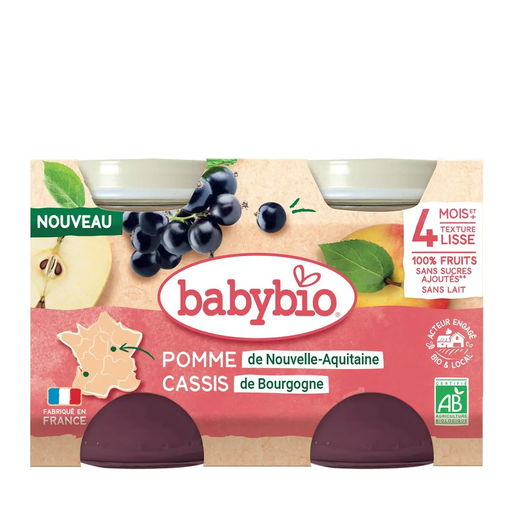 [3288131511061] BABYBIO Puré Manzana Casis 2 x 130 g