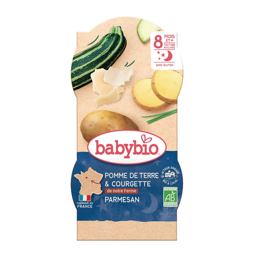 [3288131520889] BABYBIO Mashed Potato and Provence Zucchini Bowl 2 pots of 400 g