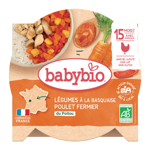 [3288131530604] BABYBIO Basque-style vegetables with free-range chicken 260 g