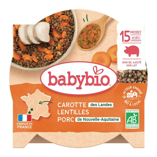 [3288131530635] BABYBIO Baby Lunch Carrot Lentils Pork Shoulder 260 g