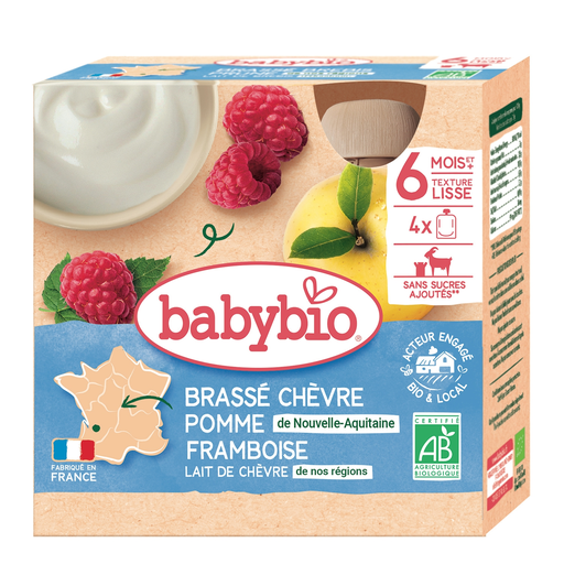 [3288131540832] BABYBIO Iogurte de leite de cabra maçã framboesa 4x85g