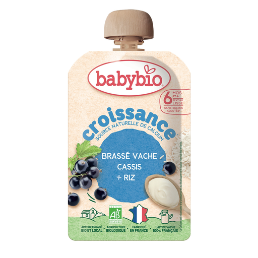 [3288131541013] BABYBIO Sobremesa láctea para bebé Brassé Croissance Cassis Arroz 100 g