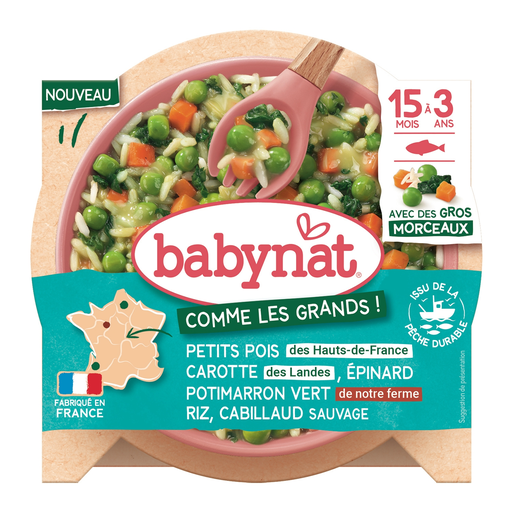 [3288131570952] BABYBIO Baby Meal Peas Carrot Spinach Pumpkin Rice Wild Cod 200 g