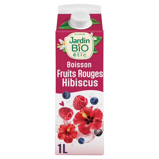 [3289196040664] JARDIN BIO Boisson à l'Eau Pomme Fruits Rouges et Hibiscus Bio 1 L