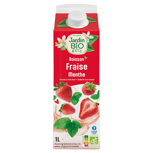 [3289196040688] JARDIN BIO ETIC Boisson au jus de fraise menthe 1 L