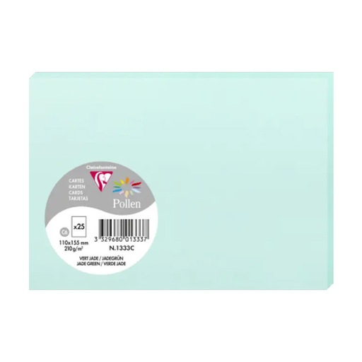 [3329680013337] CLAIREFONTAINE Cartões Pollen Verde jade 110x155mm 25 unidades