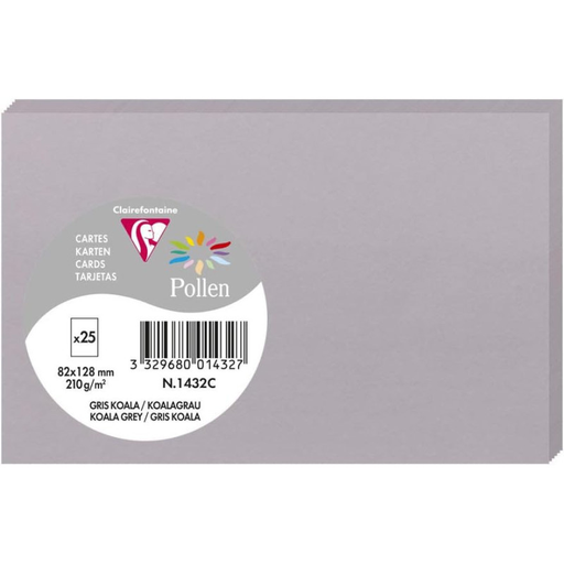 [3329680014327] CLAIREFONTAINE Tarjetas Pollen Gris Koala 8,2x12,8cm 25 unidades 210g