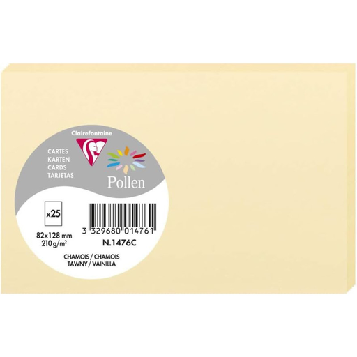 [3329680014761] CLAIREFONTAINE Tarjetas Pollen Chamois 8,2x12,8cm 210g 25 unidades