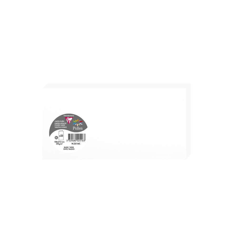CLAIREFONTAINE Cartões duplos Pollen DL Branco 25 peças