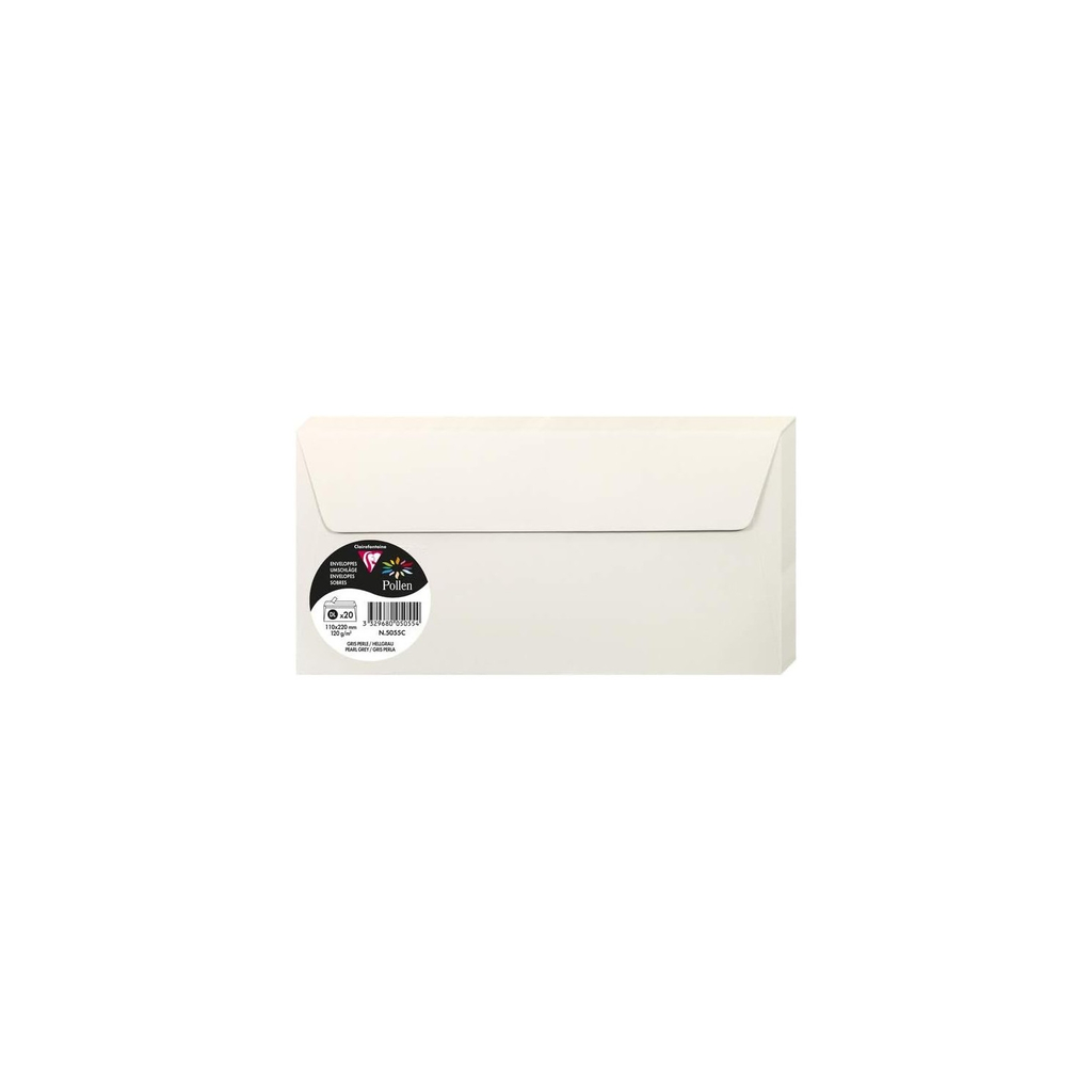 CLAIREFONTAINE Pollen DL Envelopes Pearl Grey 20 sheets