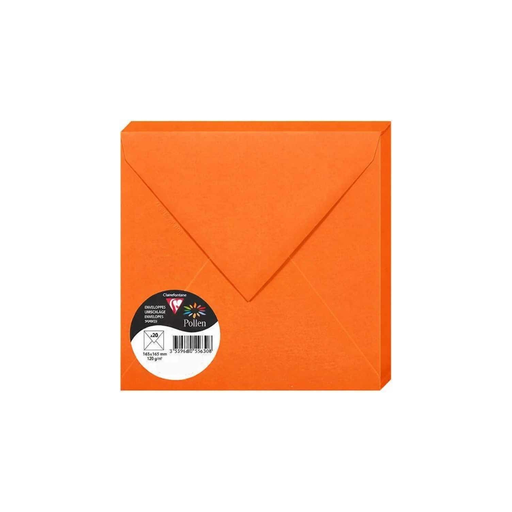 [3329680053838] CLAIREFONTAINE Sobres Cuadrados 165x165mm Pollen Capucine 20 Unidades