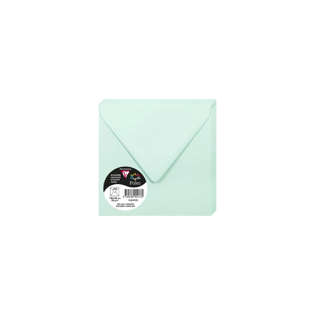 CLAIREFONTAINE Enveloppes Carré Pollen Vert Jade 20 Unités