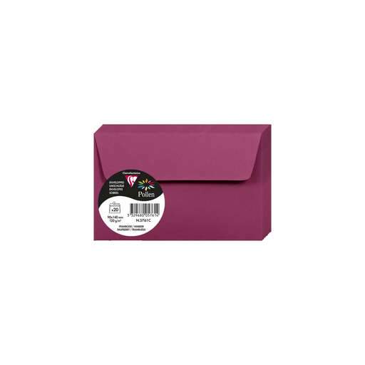 [3329680057614] CLAIREFONTAINE Pollen Raspberry Envelopes 90x140mm 20 Units