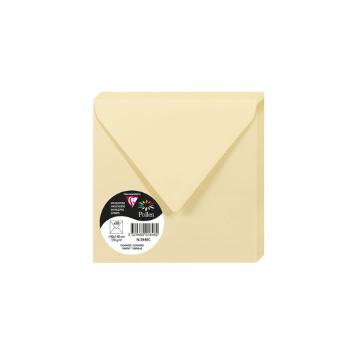 [3329680058482] CLAIREFONTAINE Pollen Square Envelopes Chamois 140x140mm 20 Units