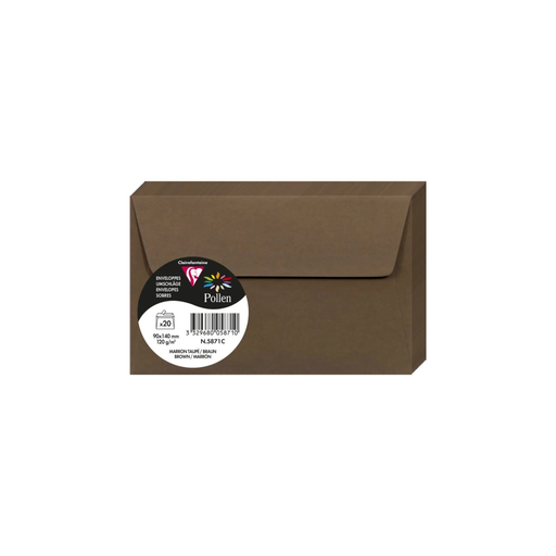 [3329680058710] CLAIREFONTAINE Pollen Rectangle Envelopes 90x140mm Taupe Brown 20 Units