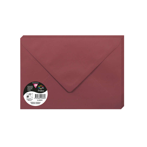 [3329680058826] CLAIREFONTAINE Pollen Envelopes C5 Bordeaux 20 pieces