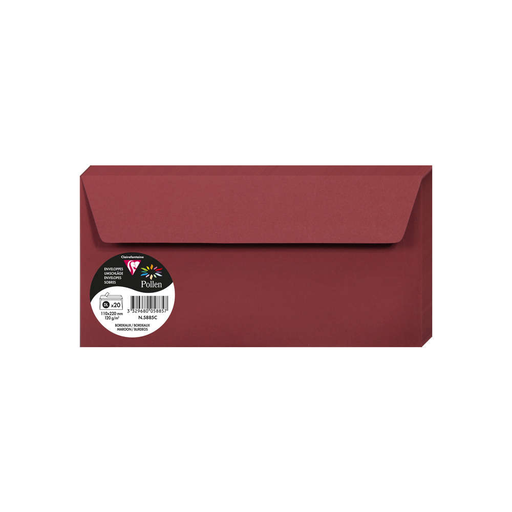 [3329680058857] CLAIREFONTAINE Pollen Envelopes DL Bordeaux 20 pieces