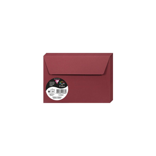 [3329680058864] CLAIREFONTAINE Pollen Envelopes Bordeaux C6 Size 114x162mm 20 Units