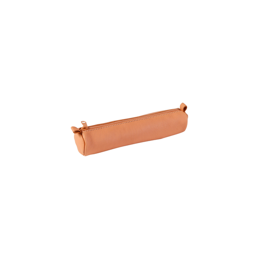 [3329680083033] CLAIREFONTAINE Trousse Fourre-tout Cuir Naturel Petite Ronde Ø3,5x18cm