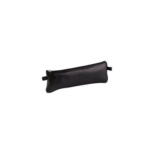 [3329680083224] CLAIREFONTAINE Flat Leather Pencil Case Black 22x6cm