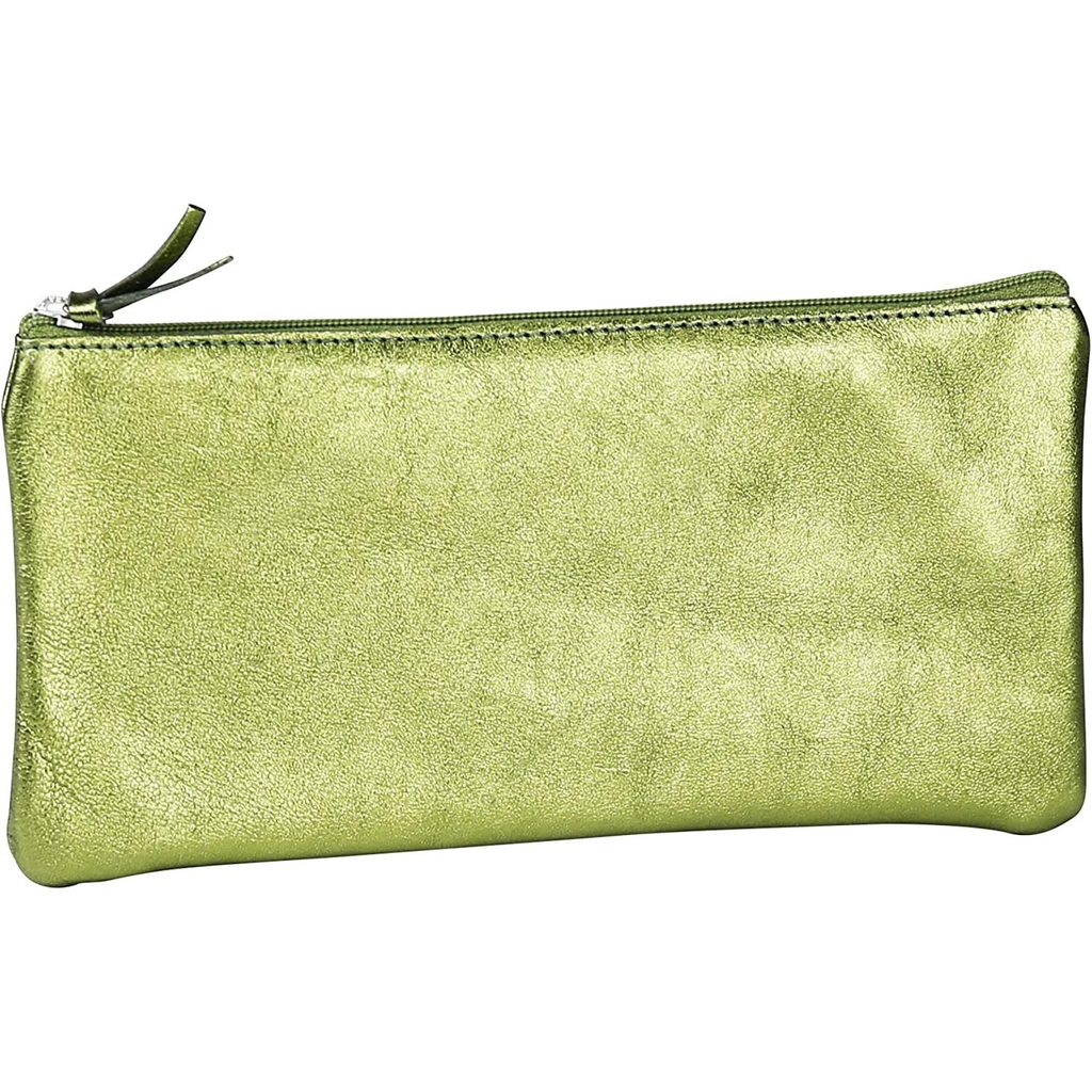 CLAIREFONTAINE Cuirisé Flat Leather Pencil Case 22x11cm Green