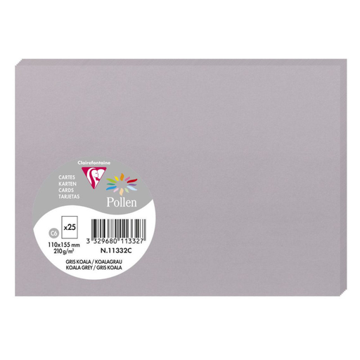 [3329680113327] CLAIREFONTAINE Tarjetas Pollen Gris koala 110x155mm 25 unidades