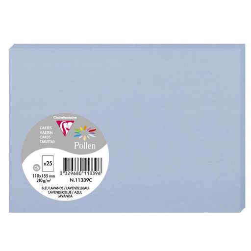 [3329680113396] CLAIREFONTAINE Tarjetas Pollen Azul Lavanda 110x155mm 25 unidades
