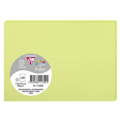 [3329680113501] CLAIREFONTAINE Cartões Pollen Verde rebento C6 110x155mm 25 unidades