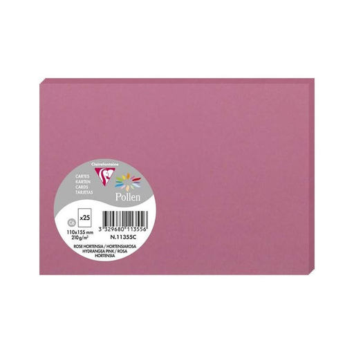 [3329680113556] CLAIREFONTAINE Cartes Pollen Rose hortensia 110x155mm 25 unités