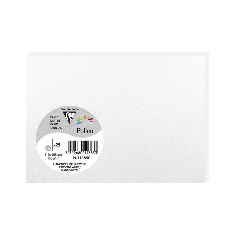 CLAIREFONTAINE Cartões Pollen Branco irisado 110x155mm 25 unidades