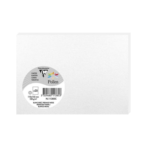 [3329680113853] CLAIREFONTAINE Cartes Pollen Blanc irisé 110x155mm 25 unités