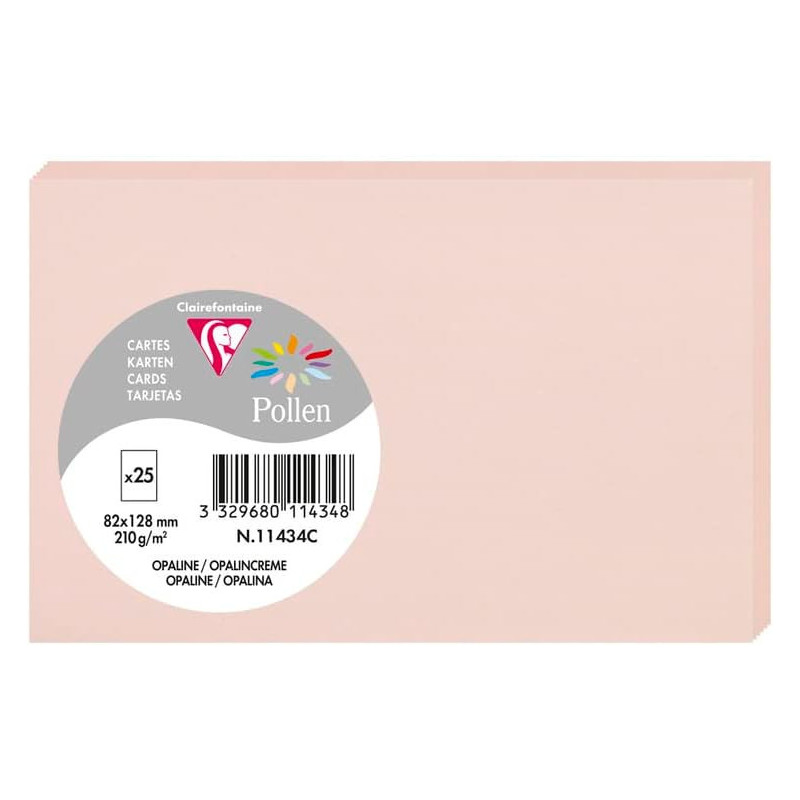 CLAIREFONTAINE Cartes Pollen Opaline 8,2x12,8cm 210g 25 unités
