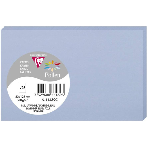 [3329680114393] CLAIREFONTAINE Cartões Pollen Azul lavanda 8,2x12,8cm 210g 25 unidades