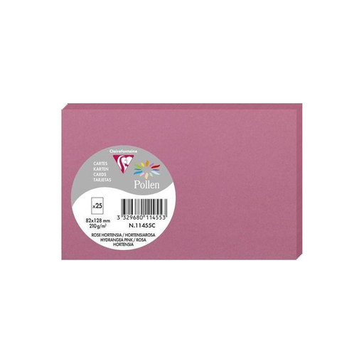 [3329680114553] CLAIREFONTAINE Cartões Pollen Rosa hortensia 8,2x12,8cm 210g 25 unidades