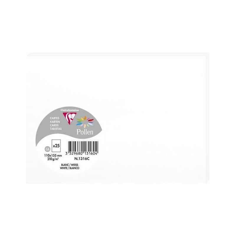 CLAIREFONTAINE Cartes Pollen Blanc 110x155mm 25 unités