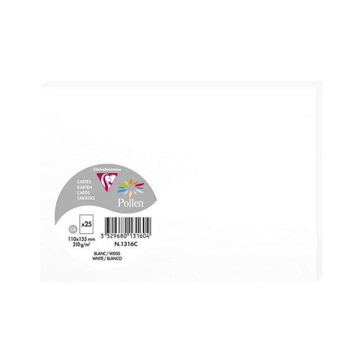 [3329680131604] CLAIREFONTAINE Cartes Pollen Blanc 110x155mm 25 unités