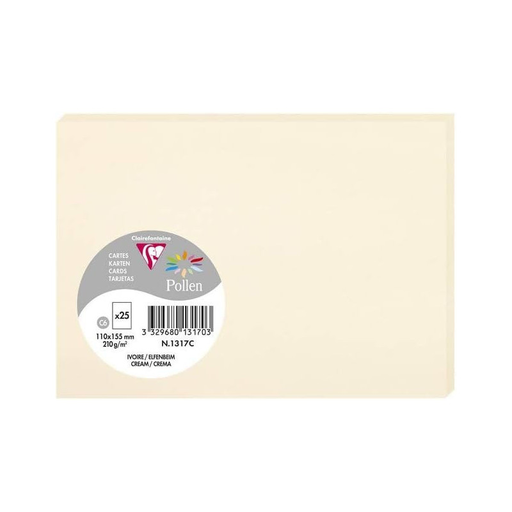 [3329680131703] CLAIREFONTAINE Cartões Pollen Marfim C6 110x155mm 25 unidades