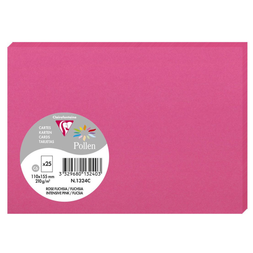[3329680132403] CLAIREFONTAINE Cartões Pollen Rosa fúcsia 110x155mm 25 unidades