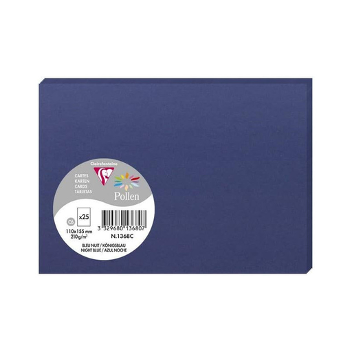 [3329680136807] CLAIREFONTAINE Cartões Pollen Azul noite 110x155mm 25 unidades