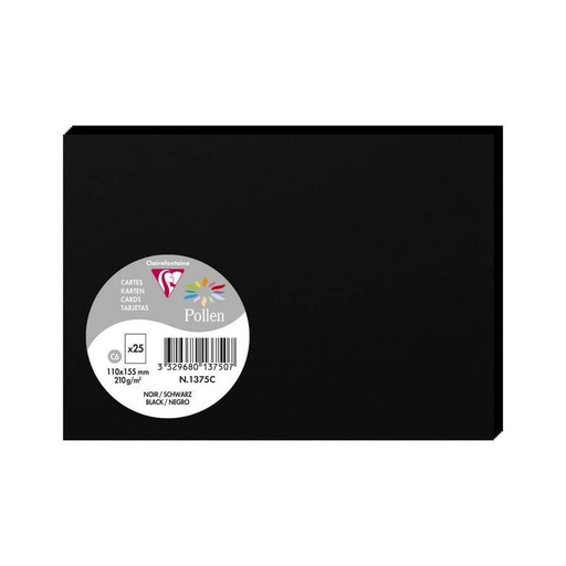 [3329680137507] CLAIREFONTAINE Cartões Pollen Preto 110x155mm 25 unidades
