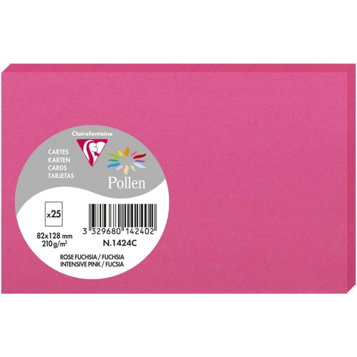 [3329680142402] CLAIREFONTAINE Tarjetas Pollen Rosa fucsia 8,2x12,8cm 210g 25 unidades