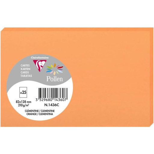 [3329680143607] CLAIREFONTAINE Cartes Pollen Clémentine 8,2x12,8cm 25 unités 210g