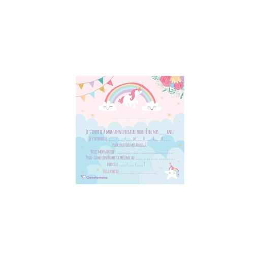 [3329680200300] CLAIREFONTAINE Invitation cards and envelopes Children's Birthday Unicorn