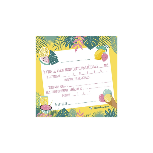 [3329680200324] CLAIREFONTAINE Invitation cards and envelopes Birthday child Girl Tropical